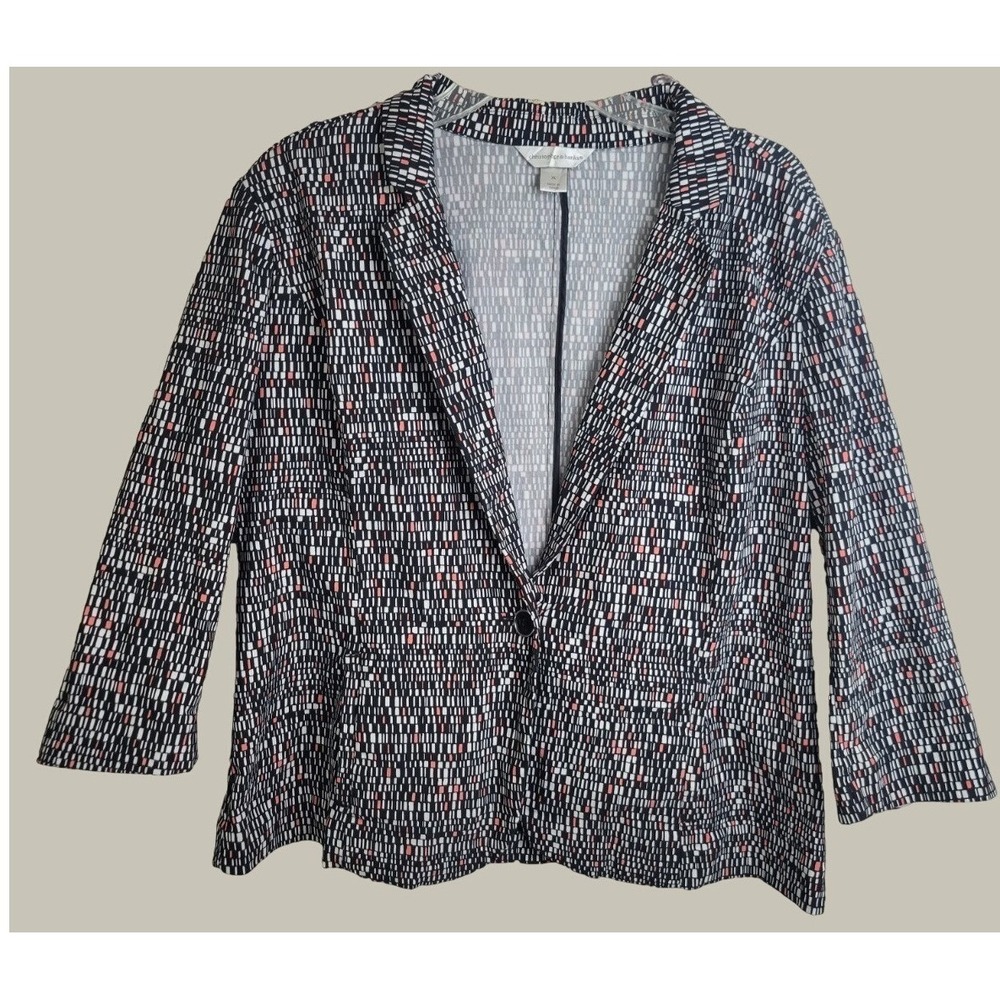 Christopher & Banks Blazer Jacket Professional Career Geometric Print Black XL